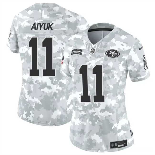 Womens San Francisco 49ers #11 Brandon Aiyuk 2024 F.U.S.E Arctic Camo Salute To Service Limited Stitched Jersey Dzhi